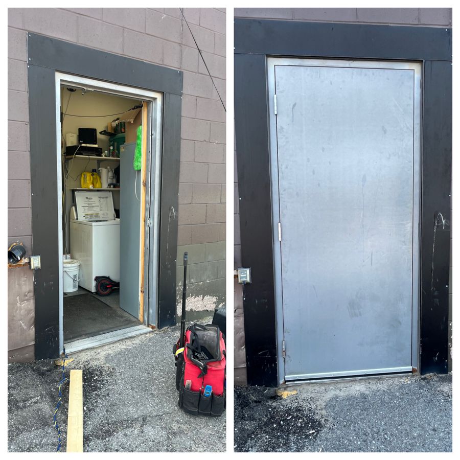 Commercial steel door installed and finished in Ottawa