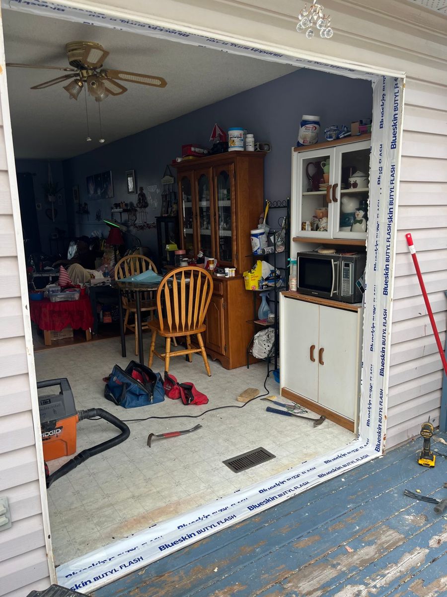 Custom exterior door rough opening prepared and flashed for an Ottawa installation