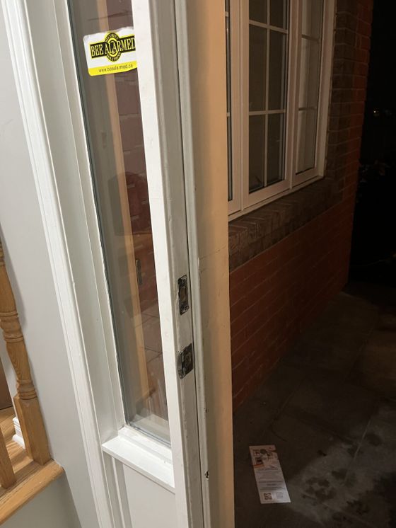 Worn strike showing door frame wear in Ottawa