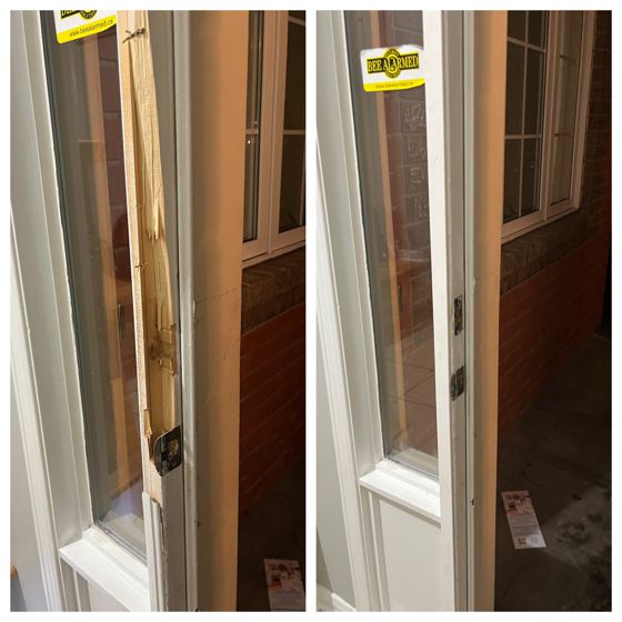 Repaired exterior door jamb in Ottawa