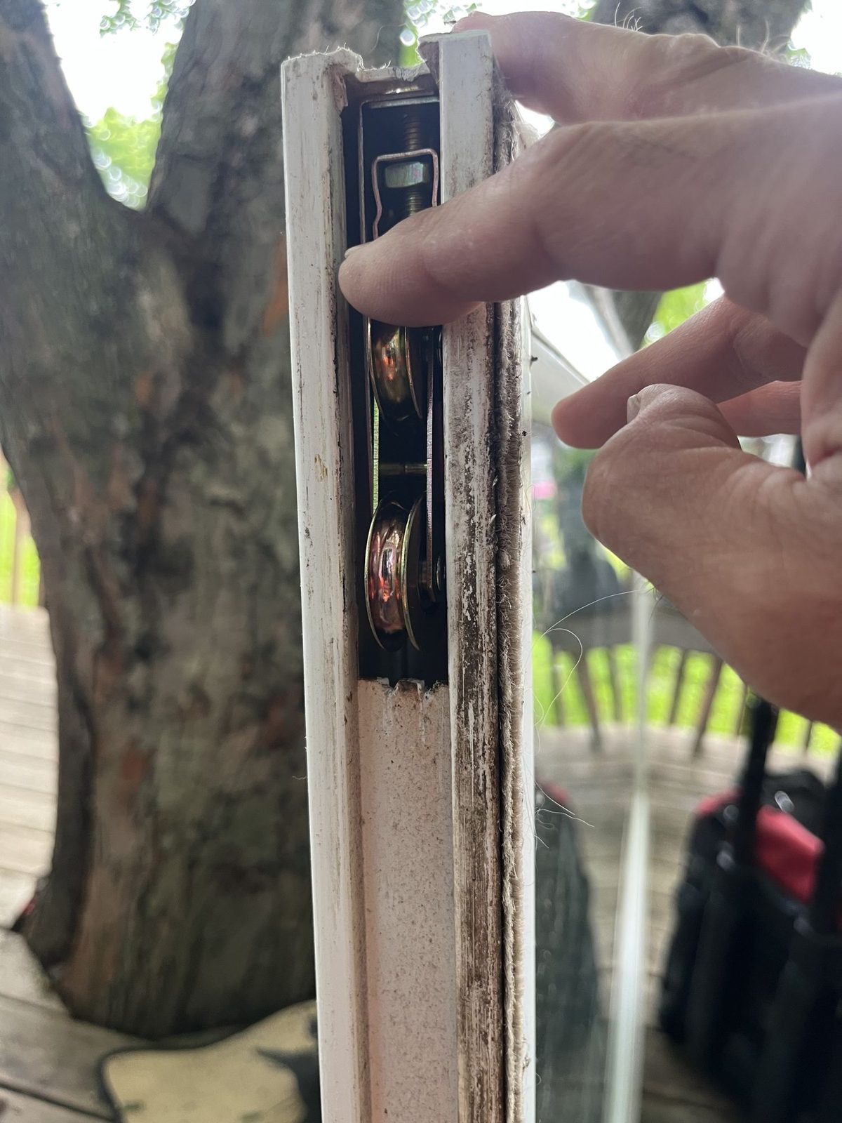 Finished sliding patio door repair at an Ottawa home after roller, track and alignment work