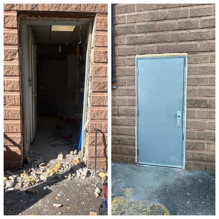 Hollow metal steel door repaired in Ottawa