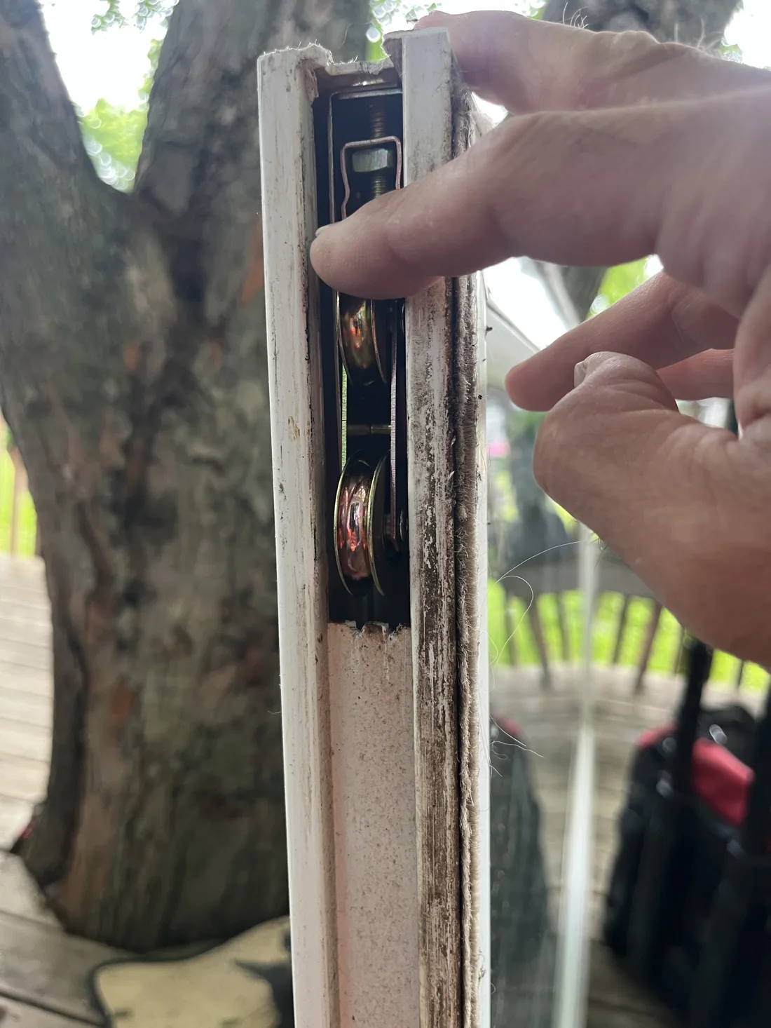 Finished sliding patio door repair at an Ottawa home after roller, track and alignment work